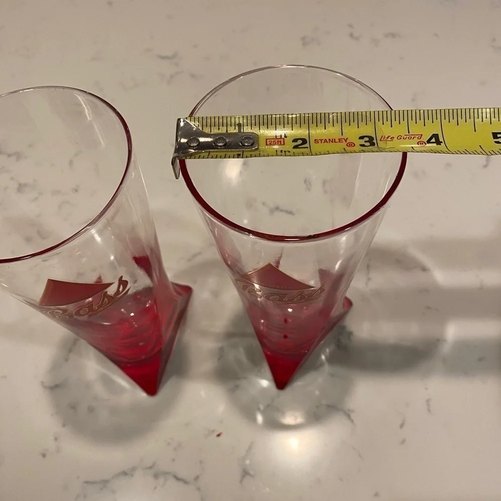 BASS ALE Beer Glasses Red Triangle Bottom English Bar Decor British Barware